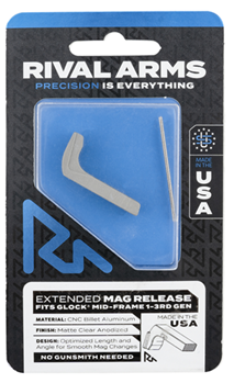 124545 Rival Arms RA72G001D Magazine Release  Fits Glock Gen1-3 Extended Stainless Alum