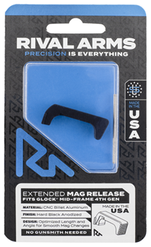 124546 Rival Arms RA72G002A Magazine Release  Extended Black Anodized Aluminum for Gloc