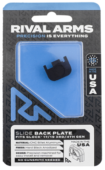 124548 Rival Arms RA43G001A Slide Back Cover Plate  Double Stack Black Anodized Aluminu