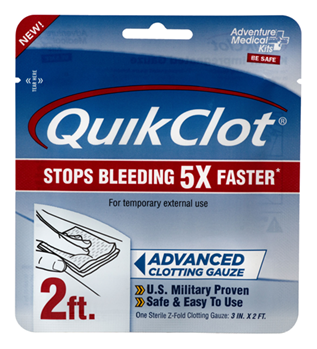 124930 Adventure Medical Kits 50200025 QuikClot  Stop Bleeding White Clotting Gauze