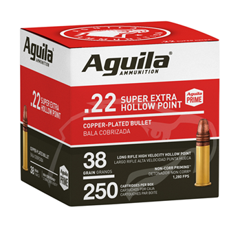 Aguila 125927 AGUILA HIGH-VEL 22LR 38GR PLATED HP 1280FPS 250RD 8BX/CS
