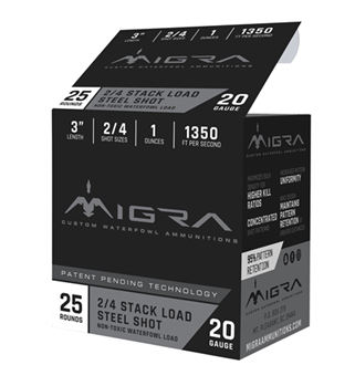 MIGRA AMMUNITION M20S24 Combinational  20 Gauge 3" 1 oz 2,4 Shot 25 Bx/ 10 Cs