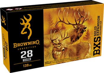 Browning Ammuni 126998 Browning Ammo B192400281 BXS  28 Nosler 139 gr Polymer Tipped Copper 20 Bx/ 10 C
