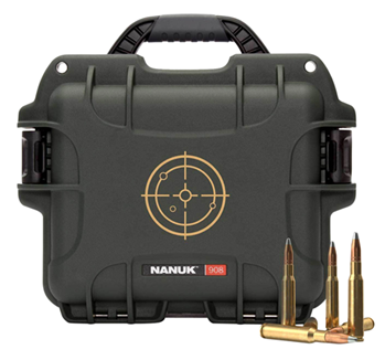 Nanuk (plastica 128121 Nanuk 908-AMMO6 908 Ammo Case Waterproof Olive with White Target Logo Resin & Me