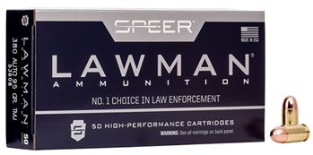 Cci/speer 12846 Speer Ammo 53608 Lawman 380 Automatic Colt Pistol (ACP) 95 GR Total Metal Jacket