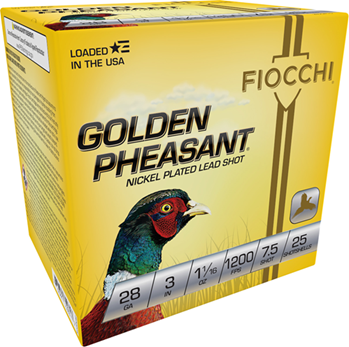 Fiocchi Ammunit 129244 Fiocchi 283GP75 Golden Pheasant  28 Gauge 3" 11/16 oz 7.5 Shot 25 Bx/10 Cs
