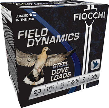 Fiocchi Ammunit 129251 Fiocchi 20DLS7 Field Dynamics  20 Gauge 2.75" 7/8 oz 7 Shot 25 Bx/10 Cs