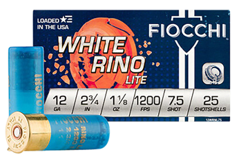 Fiocchi Ammunit 129261 Fiocchi 12WRNL75 White Rino Lite 12 Gauge 2.75" 1 1/8 oz 7.5 Shot 25 Bx/10 Cs