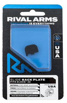 129820 Rival Arms RA43G003A Slide Back Cover Plate  Single Stack Black Anodized Aluminu