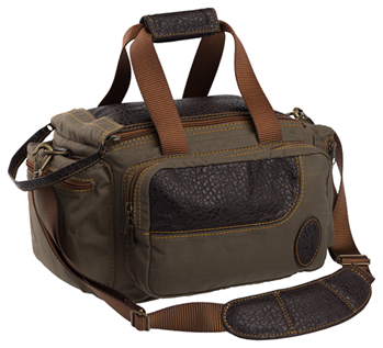 130360 Browning 121504841 Laredo Shooting Bag Olive Cotton Canvas w/Leather Trim