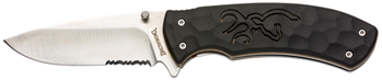 130385 Browning 3220428 Primal  Small 3" Folding Drop Point Part Serrated 8Cr13MoV SS B