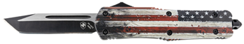 130586 Templar Knife LWUS231 Wood US Flag Gen II Large 3.50" OTF Tanto Plain Black 440C