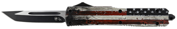 130587 Templar Knife MWUS231 Wood US Flag Gen II Slim 3.50" OTF Tanto Plain Black 440C