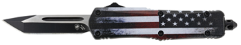 130595 Templar Knife SUS231 US Flag Gen II Small 2.69" OTF Tanto Plain Black Oxide Ston