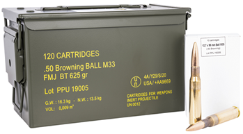 Tr&z Usa Tradin 131016 PPU PPRM50M Rangemaster  50 BMG 625 gr Full Metal Jacket (FMJ) 120 Bx