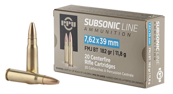 Tr&z Usa Tradin 131017 PPU PPS76239 Subsonic  7.62x39mm 182 gr Full Metal Jacket (FMJ) 20 Bx/ 25 Cs