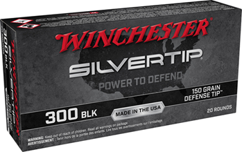 Winchester Ammu 132176 Winchester Ammo W300ST Silvertip  300 Blackout 150 gr Defense Tip 20 Bx/10 Cs
