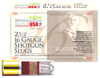 Brenneke Usa 132275 Brenneke SL-162BR Brenneke 16 Slug 16 Gauge 2.50" Slug Shot 5 Bx/ 50 Cs