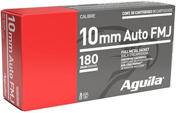 Aguila Ammuniti 132730 Aguila 1E102110 Centerfire Handgun  10mm Auto 180 gr Full Metal Jacket (FMJ) 50