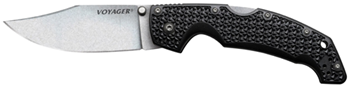 132833 Cold Steel CS29AC Voyager Large 4" Folding Plain Japanese AUS-10A SS Blade/Black