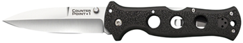 132866 Cold Steel CS10AB Counter Point I 4" Folding Spear Point Plain Satin AUS-10A SS