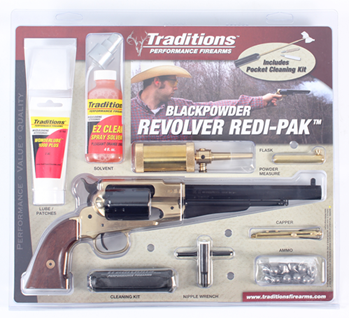 Traditions Inc  Traditions FRS18581 1858 Army Redi-Pak SAO 44 Cal 8" 6rd Brass Frame Blued Barre