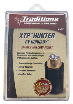 Traditions Inc 133534 Traditions A1497 XTP Hunter Muzzleloader Bullets 50 Cal Jacketed Hollow Point (J