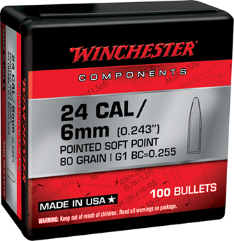 Winchester Ammu 133798 Winchester Ammo  Centerfire Rifle Reloading 243 Win .243 80 gr Pointed Soft Poin