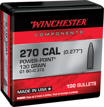 Winchester Ammu 133799 Winchester Ammo  Centerfire Rifle Reloading 270 Win .277 130 gr Power-Point (PP)