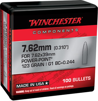 Winchester Ammu 133801 Winchester Ammo  Centerfire Rifle Reloading 7.62mm .310 123 gr Power-Point (PP)
