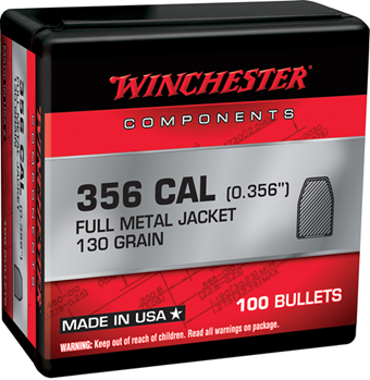 Winchester Ammu 133812 Winchester Ammo  Centerfire Handgun Reloading 38 Cal .356 130 gr Full Metal Jack