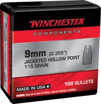 Winchester Ammu 133816 Winchester Ammo  Centerfire Handgun Reloading 9mm .355 115 gr Jacketed Hollow Po