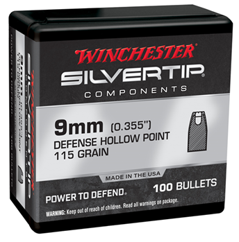Winchester Ammu 133818 Winchester Ammo  Centerfire Handgun Reloading 9mm .355 115 gr Silvertip Hollow P