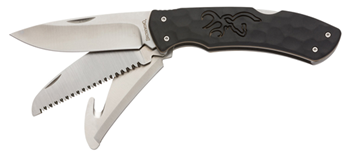 134174 Browning 3220430 Primal Kodiak Slim 3.75" Folding Drop Point/Gut Hook/Saw Gut Ho