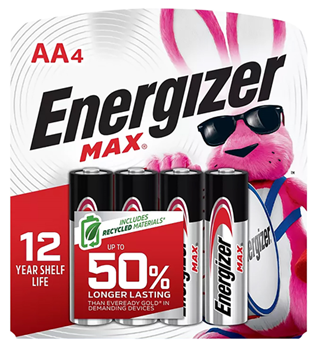 Rayovac (energi 135697 Energizer E91BP-4 AA Max 1.5 volts Alkaline