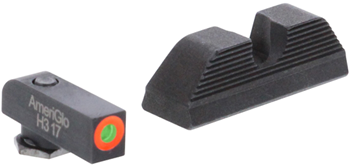 Ameriglo 136706 AmeriGlo GL5353 UC Set  3-Dot Tritium Green with Orange Outline Front, Black Ser