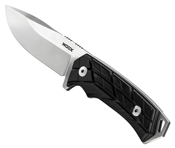 Woox Llc 137635 Woox BU.KNF001.14 Rock 62 X-Grip 4.25" Fixed Plain Stonewashed Sleipner Steel Bl