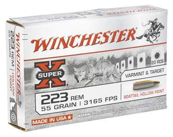 Winchester Ammu 137931 Winchester Ammo W223HP55 Super X Rifle 223 Rem 55 gr Boat-Tail Hollow Point (BTH
