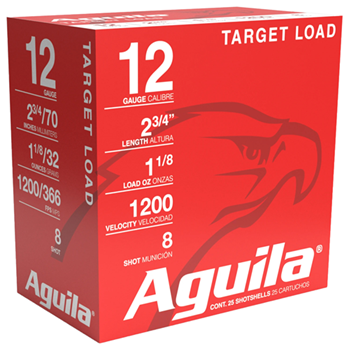 Aguila Ammuniti 138548 Aguila 1CHB1358 Target Load Standard Velocity 12 Gauge 2.75" 1 1/8 oz 8 Shot 25