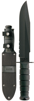 Kabar 13904 Ka-Bar 1271 Fighter  8" Fixed Clip Point Part Serrated Black 1095 Cro-Van Blade/