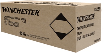 Winchester Ammu 139130 Winchester Ammo USA5562 USA  5.56x45mm NATO 62 gr Full Metal Jacket (FMJ) 20 Bx/