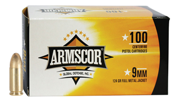 139919 Armscor 50445 Pistol Ammo Value Pack 9mm Luger 124 gr Full Metal Jacket (FMJ) 10
