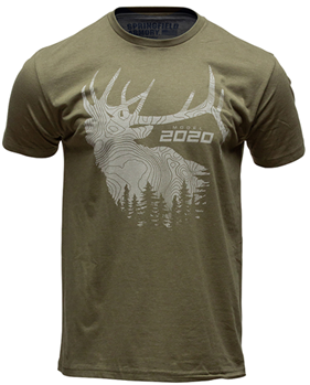 140487 Springfield Armory GEP8605S 2020 Elk Mens T-Shirt Military Green Short Sleeve Sm