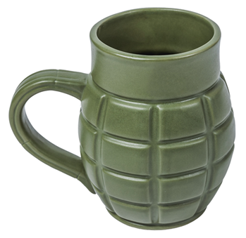 Camp Co 142293 Caliber Gourmet CBG-M-1043 Caliber Gourmet Grenade Mug Green Ceramic Grenade