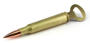 Camp Co 142300 Caliber Gourmet CBG-1016 Caliber Gourmet Bottle Opener Brass/Copper 50 Caliber S