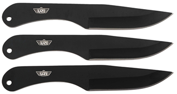 Camp Co 142316 Uzi Accessories UZK-TRW-004 Throwing Knives IV Three, 8.25" Plain Black Stainles