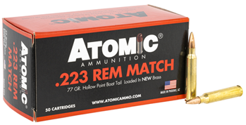 142613 Atomic Ammunition  Rifle  223 Rem 77 gr Hollow Point Boat-Tail (HPBT) 50 Bx/ 10