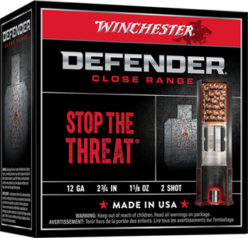 Winchester Ammu 142835 Winchester Ammo S122PD25 Defender  12 Gauge 2.75" 1 1/8 oz 2 Lead Shot 25 Bx/ 10