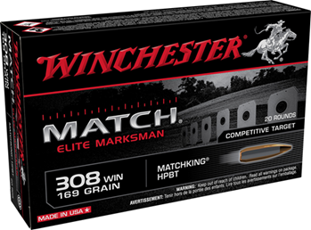 Winchester Ammu 142847 Winchester Ammo S308M2 Match  308 Win 169 gr Boat-Tail Hollow Point (BTHP) 20 Bx