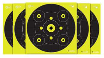 Allen 143519 EZ-Aim 15577 Splash Reactive Target Bullseye Paper 12" x 12" Black/Yellow 12 Per